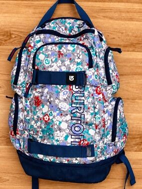 Burton Distortion 29L Backpack Floral Chambray School Skate Snowboarding EUC